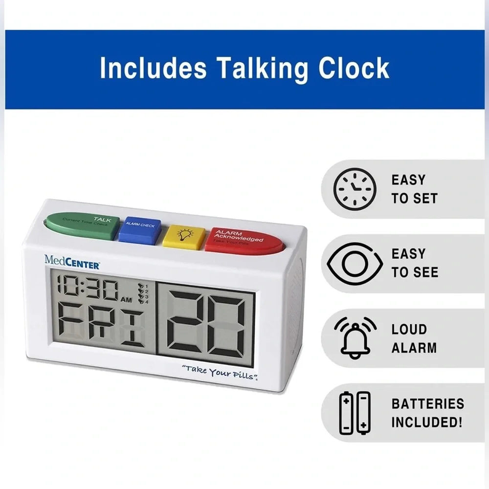 Pill Organizer System with Talking Alarm Clock reminder 4 Times a Day 31 Day NEW - Picture 5 of 15